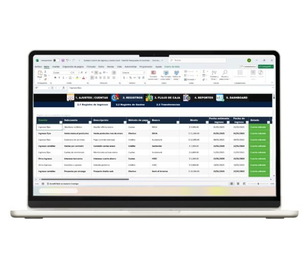 Control Ingresos y Gastos en Excel-7 Plantilla de Excel para seguimiento de gastos e ingresos