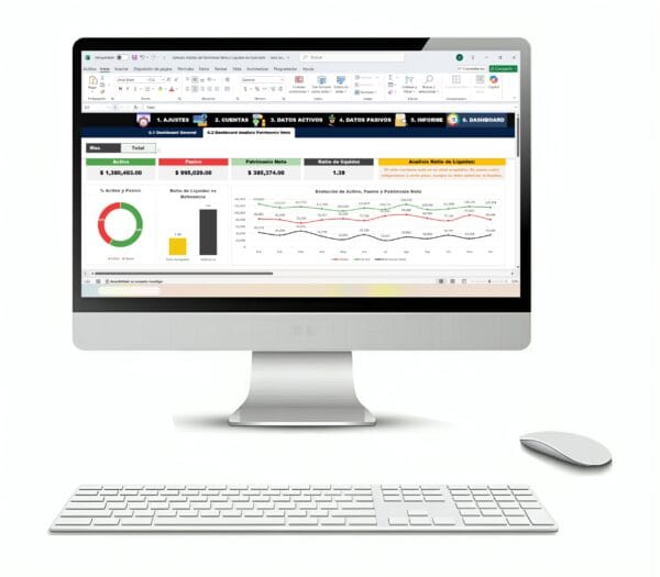 Gráfico de patrimonio neto y liquidez en Excel