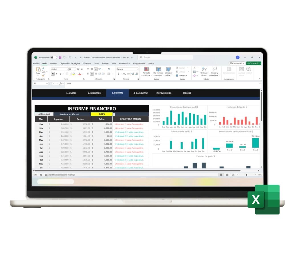 Plantilla de control financiero en Excel gratis y sencilla