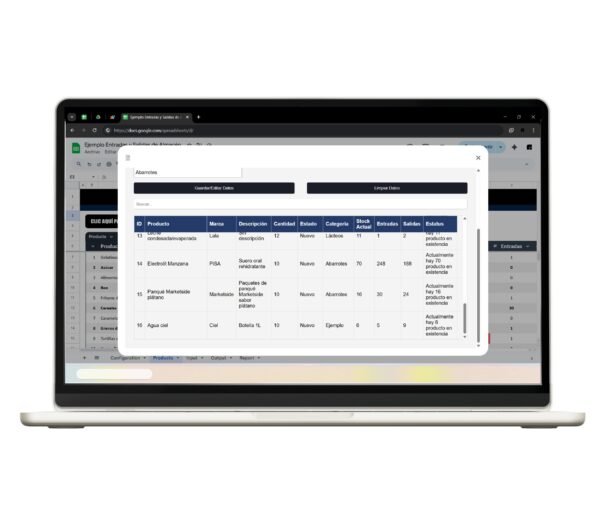 Dashboard de control de entradas y salidas en Google Sheets