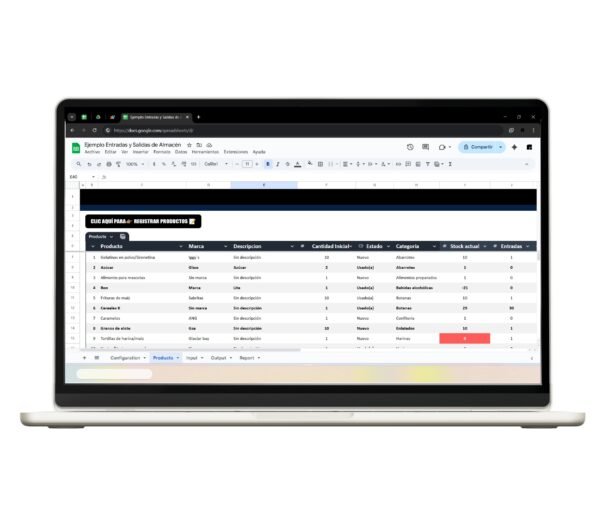 Sistema de control de entradas y salidas creado en Google Sheets