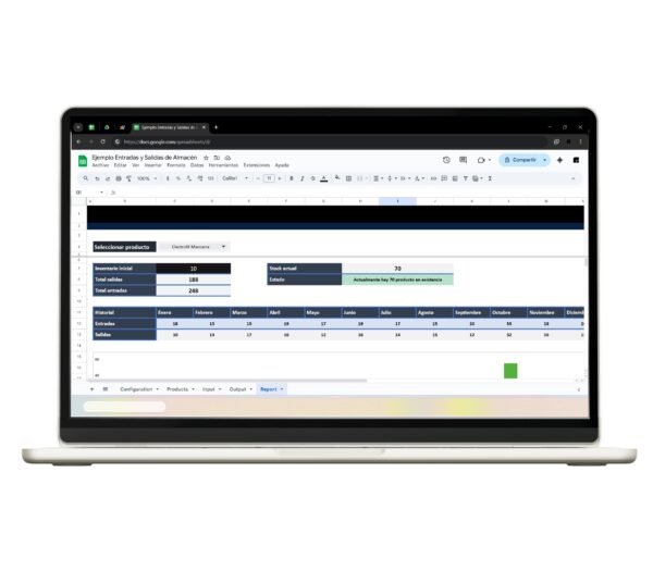 Control de entradas y salidas en Google Sheets empresarial