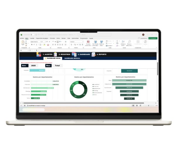Hoja de control de gastos en Excel con métricas claras