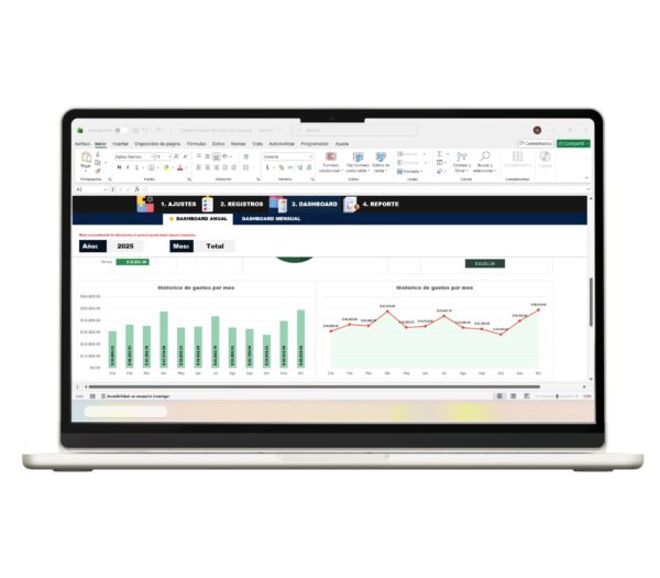 Control de gastos en Excel con gráficos de seguimiento