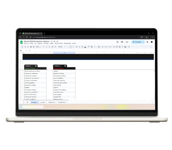 Plantilla para registrar ingresos y egresos en Sheets
