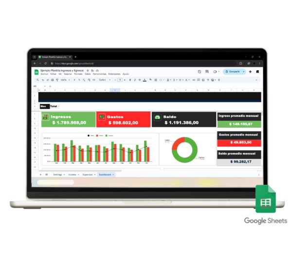 Plantilla de ingresos y egresos en Google Sheets