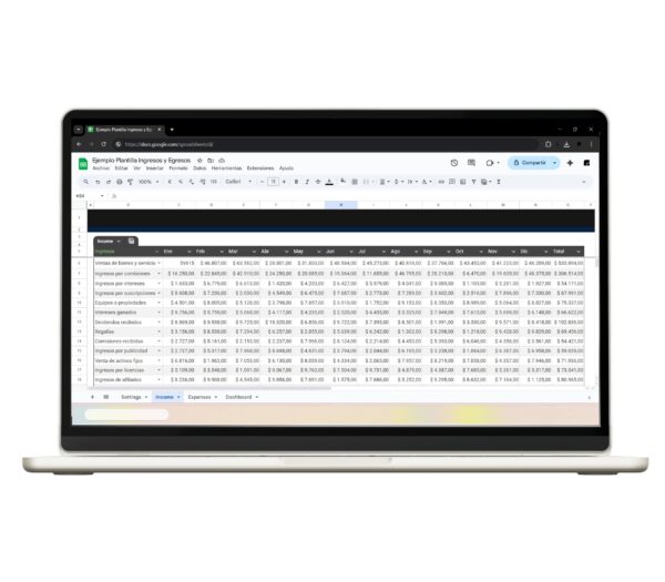 Formato de control de ingresos y egresos en Sheets