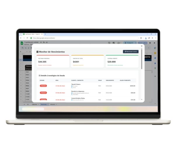 Gestión de cuentas por cobrar en Google Sheets