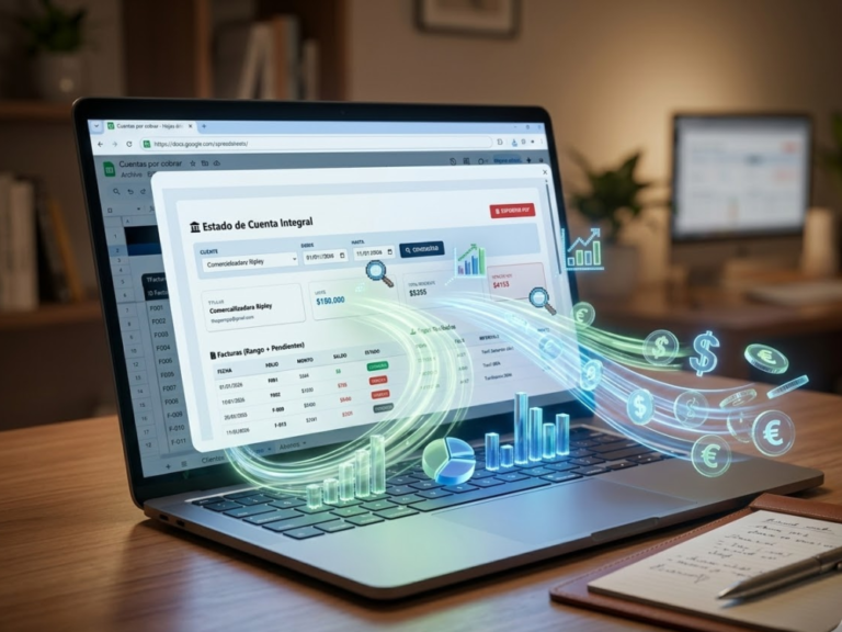 Descubre cómo gestionar cuentas por cobrar en Google Sheets con reportes, seguimiento de pagos y un dashboard para visualizar tu flujo de cobranza