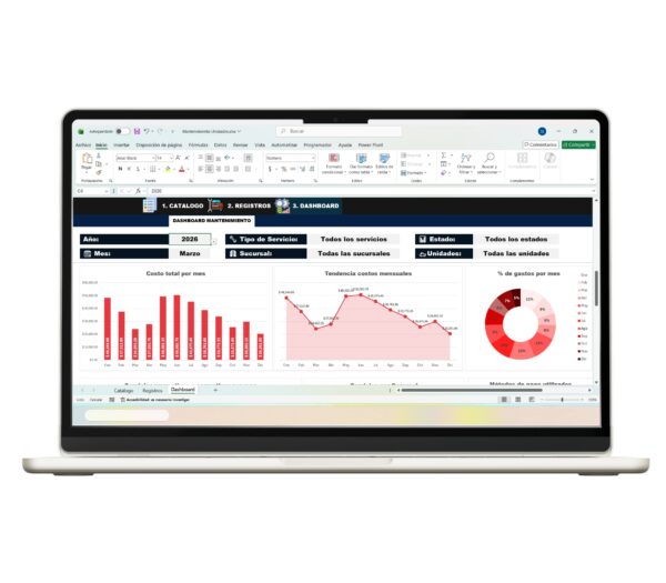 Plantilla Excel para mantenimiento de flota vehicular y control de costos