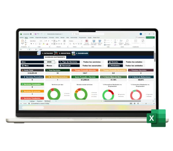 Mantenimiento de flota vehicular en Excel con control de servicios