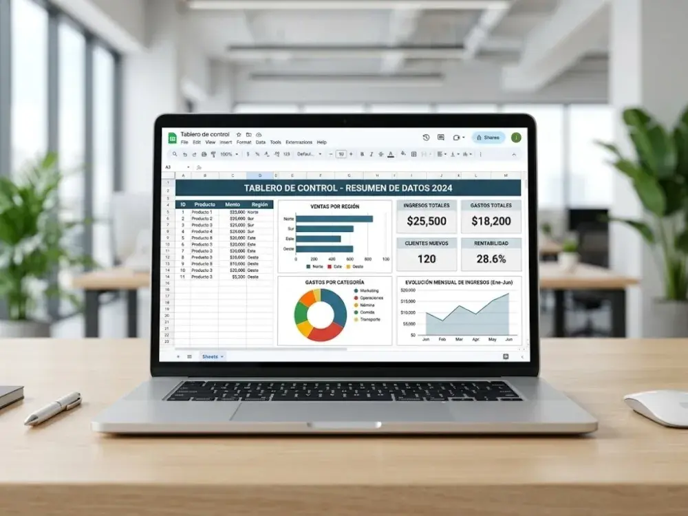 dashboard de Google Sheets con indicadores KPI de ventas