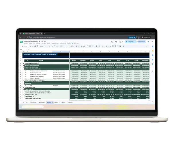 Estado de Resultados en Google Sheets Plantilla