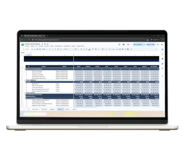 Estado de Resultados en Google Sheets Plantilla