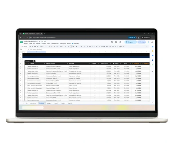 Estado de Resultados en Google Sheets Plantilla