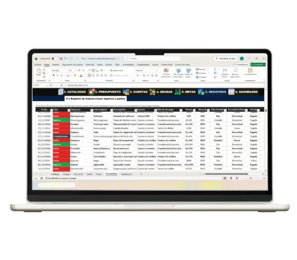 plantilla-finanzas-personales-excel-registro-ingresos4 Herramienta Excel para organizar gastos y ahorros